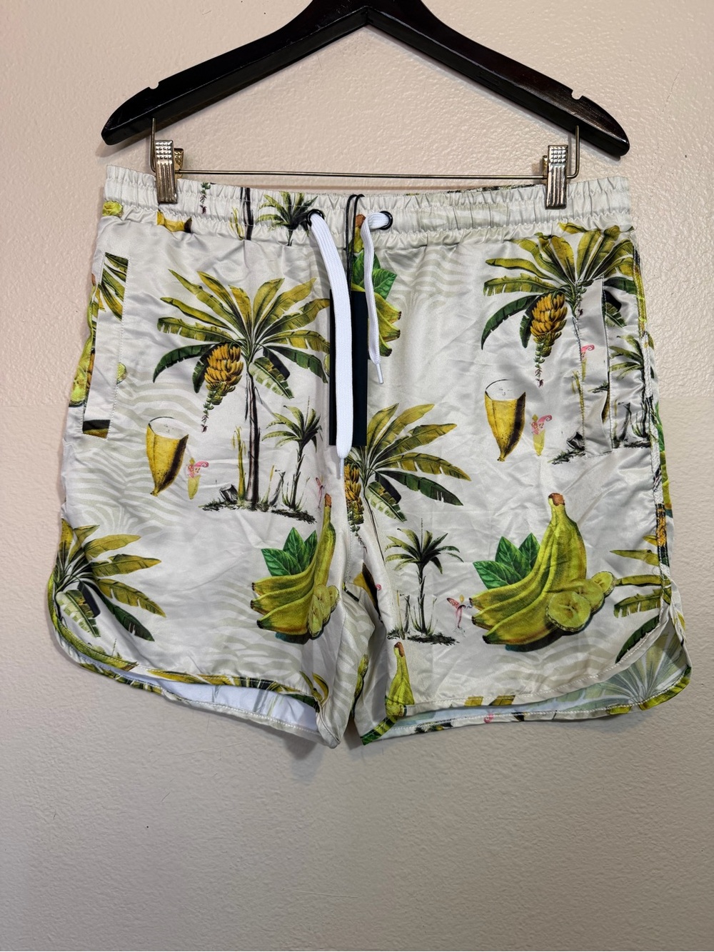 Fashion Nova Desert Island Swim Trunks palm trees and bananas Large